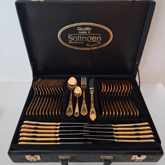 Solingen | Dining | Solingen 2324k Gold Plated 72 Piece Flatware